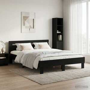 Imagine vidaXL Cadru de pat Stejar Negru 140 x 190 cm Lemn prelucrat