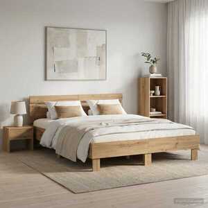 Imagine vidaXL Cadru de pat Stejar Artizanal 120 x 190 cm Lemn prelucrat