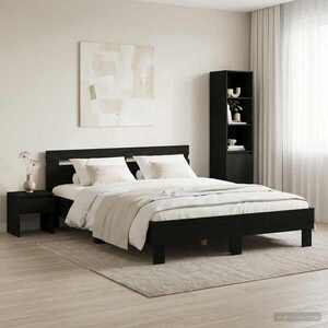 Imagine vidaXL Cadru de pat Stejar Negru 120 x 190 cm Lemn prelucrat
