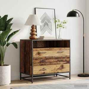 Imagine vidaXL Dulap cu sertare 3-Drawer Lemn vechi 70 x 41 x 70 cm