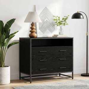 Imagine vidaXL Dulap cu sertare 3-Drawer Stejar negru 70 x 41 x 70 cm