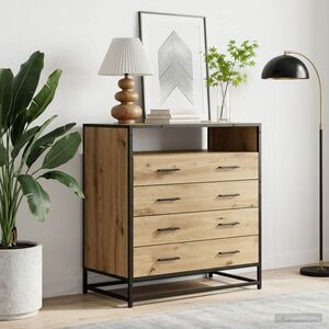Imagine vidaXL Dulap cu sertare 4-Drawer Stejar artizanal 70 x 41 x 83, 5 cm