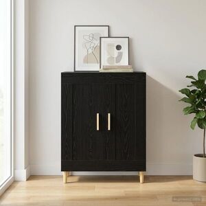 Imagine vidaXL Bufet Stejar Negru 69, 5 x 34 x 90 cm Lemn prelucrat