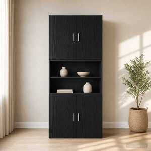 Imagine vidaXL Dulap de perete Stejar Negru 80 x 42, 5 x 64 cm Lemn prelucrat