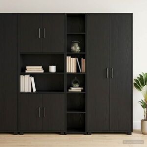 Imagine vidaXL Bufet Stejar Negru 30 x 41 x 185 cm Lemn prelucrat