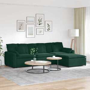 Imagine vidaXL Canapea modulară cu taburet și perne, verde închis