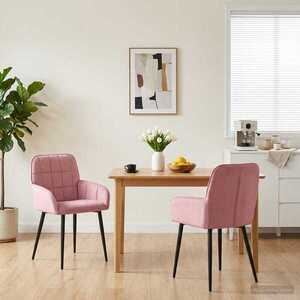 Imagine vidaXL Scaune de dining 2 buc. Catifea Roz 56.5 x 50 x 85 cm