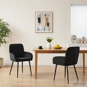 Imagine vidaXL Scaune de dining 2 buc. Catifea Negru 56.5 x 50 x 85 cm