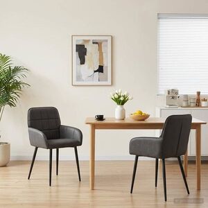 Imagine vidaXL Scaune de dining 2 buc. Piele artificială Negru