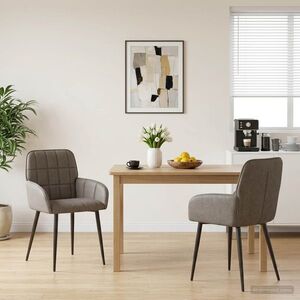Imagine vidaXL Scaune de dining 2 buc. Piele artificială Gri 56, 5 x 50 x 85 cm