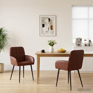 Imagine vidaXL Scaune de dining 2 buc. Piele artificială Maro Lucios