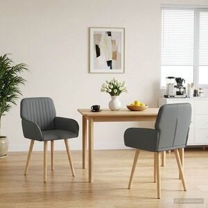 Imagine vidaXL Scaune de dining 2 buc. Țesătură Gri închis 56, 5 x 50 x 87, 5 cm