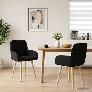 Imagine vidaXL Scaune de dining 2 buc. Țesătură Negru 56, 5 x 50 x 87, 5 cm