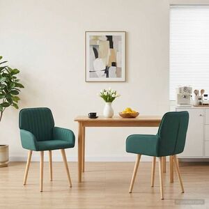 Imagine vidaXL Scaune de dining 2 buc. Țesătură Verde închis