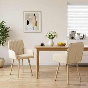 Imagine vidaXL Scaune de dining 2 buc. Țesătură Crem 56, 5 x 50 x 87, 5 cm