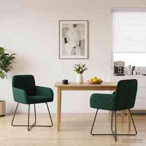 Imagine vidaXL Scaune de dining 2 buc. Catifea Verde închis 59 x 56, 5 x 86 cm