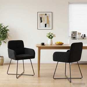 Imagine vidaXL Scaune de dining 2 buc. Catifea Negru 59 x 56, 5 x 86 cm
