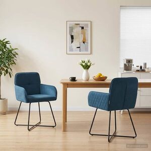 Imagine vidaXL Scaune de dining 2 buc. Catifea albastru 59 x 56, 5 x 86 cm