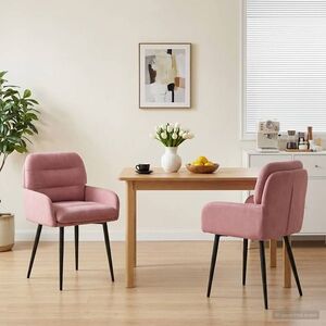 Imagine vidaXL Scaune de dining 2 buc. Catifea Roz 59 x 59, 5 x 90 cm