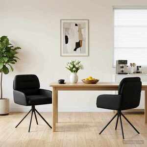 Imagine vidaXL Scaune de dining rotative 2 buc. Piele artificială Negru