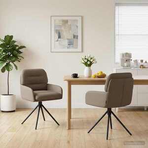 Imagine vidaXL Scaune de dining rotative 2 buc. Piele artificială Cappuccino