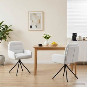 Imagine vidaXL Scaune de dining rotative 2 buc. Piele artificială Alb