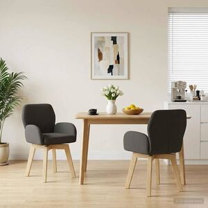 Imagine vidaXL Scaune de dining rotative 2 buc. Bouclé Gri închis