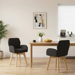 Imagine vidaXL Scaune de dining rotative 2 buc. Bouclé Negru 54 x 58 x 87 cm
