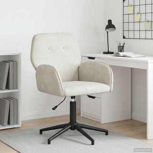 Imagine vidaXL Scaun de birou rotativ 54 x 55 x 90 cm Crem Catifea