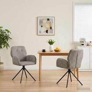 Imagine vidaXL Scaune de dining rotative 2 buc. Piele Suedată Sintetică