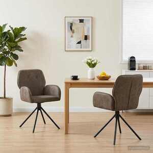 Imagine vidaXL Scaune de dining rotative 2 buc. Piele Suedată Sintetică