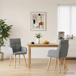 Imagine vidaXL Scaune de dining 2 buc. Țesătură Gri deschis 60 x 56 x 85 cm