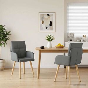 Imagine vidaXL Scaune de dining 2 buc. Țesătură Gri închis 60 x 56 x 85 cm