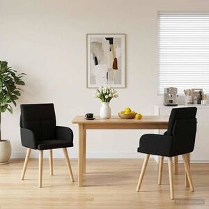 Imagine vidaXL Scaune de dining 2 buc. Țesătură Negru 60 x 56 x 85 cm