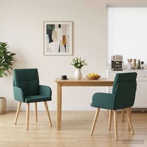 Imagine vidaXL Scaune de dining 2 buc. Țesătură Verde închis 60 x 56 x 85 cm