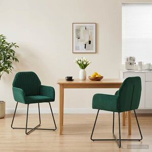 Imagine vidaXL Scaune de dining 2 buc. Catifea Verde închis 55 x 50 x 84 cm
