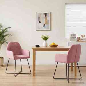 Imagine vidaXL Scaune de dining 2 buc. Catifea Roz 55 x 50 x 84 cm