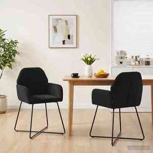 Imagine vidaXL Scaune de dining 2 buc. Catifea Negru 55 x 50 x 84 cm