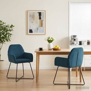 Imagine vidaXL Scaune de dining 2 buc. Catifea albastru 55 x 50 x 84 cm
