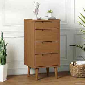 Imagine vidaXL Comodă cu sertare MOLDE Caramel 40 x 35 x 82 cm