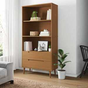 Imagine vidaXL Bibliotecă MOLDE 85 x 35 x 170, 5 cm Lemn masiv de pin Caramel