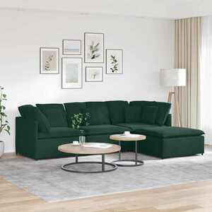Imagine vidaXL Canapea modulară cu taburet și perne, catifea, verde închis