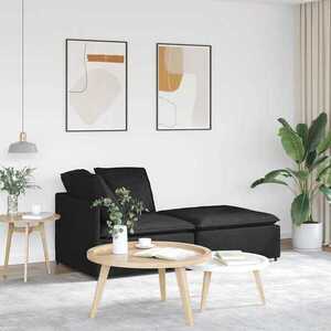 Imagine vidaXL Canapea modulară cu taburet și perne, material textil, negru