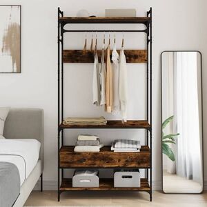 Imagine vidaXL Șifonier cu sertare stejar fumuriu 89x39x184, 5 cm lemn compozit
