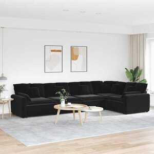 Imagine vidaXL Canapea modulară cu perne, negru, catifea