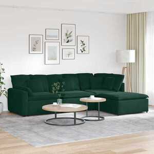 Imagine vidaXL Canapea modulară cu taburet și perne, catifea, verde închis