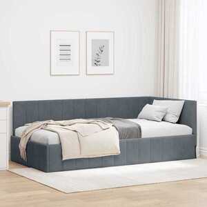 Imagine vidaXL Cadru de pat colțar Gri închis 90 cm x 200 cm Catifea