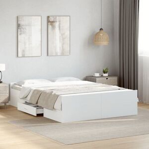 Imagine vidaXL Cadru de pat cu sertare, alb, 120x190 cm, lemn prelucrat