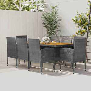 Imagine vidaXL Set de mobilier de exterior, 9 piese, gri, poliratan