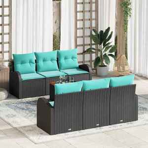Imagine vidaXL Set de canapele pentru grădină 7 buc. Negru și Turcoaz